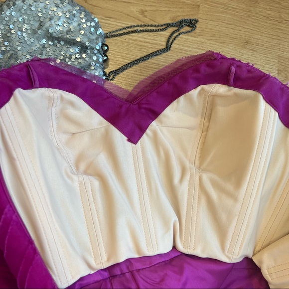 Theia Silk Organza layered ruffle Strapless Dress - Picture 5 of 6